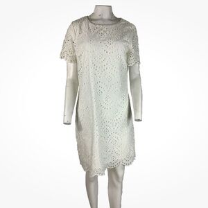 Boden Sz 12 100% Cotton Isadora Broderie Eyelet Shift Preppy Spring Dress